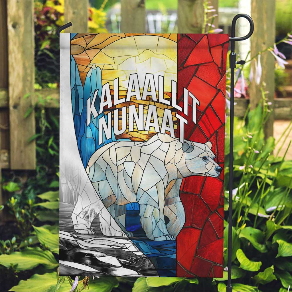 Kalaallit Nunaat Pride Garden Flag Polar Bear Spirit in Stained Glass Style
