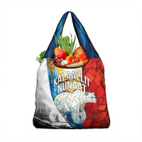 Kalaallit Nunaat Pride Grocery Bag Polar Bear Spirit in Stained Glass Style