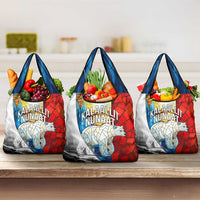 Kalaallit Nunaat Pride Grocery Bag Polar Bear Spirit in Stained Glass Style