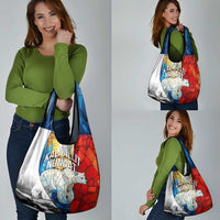 Kalaallit Nunaat Pride Grocery Bag Polar Bear Spirit in Stained Glass Style