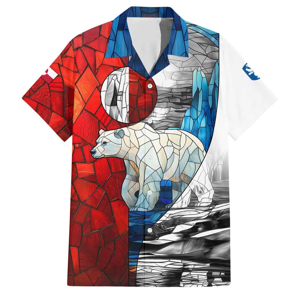 Kalaallit Nunaat Pride Hawaiian Shirt Polar Bear Spirit in Stained Glass Style