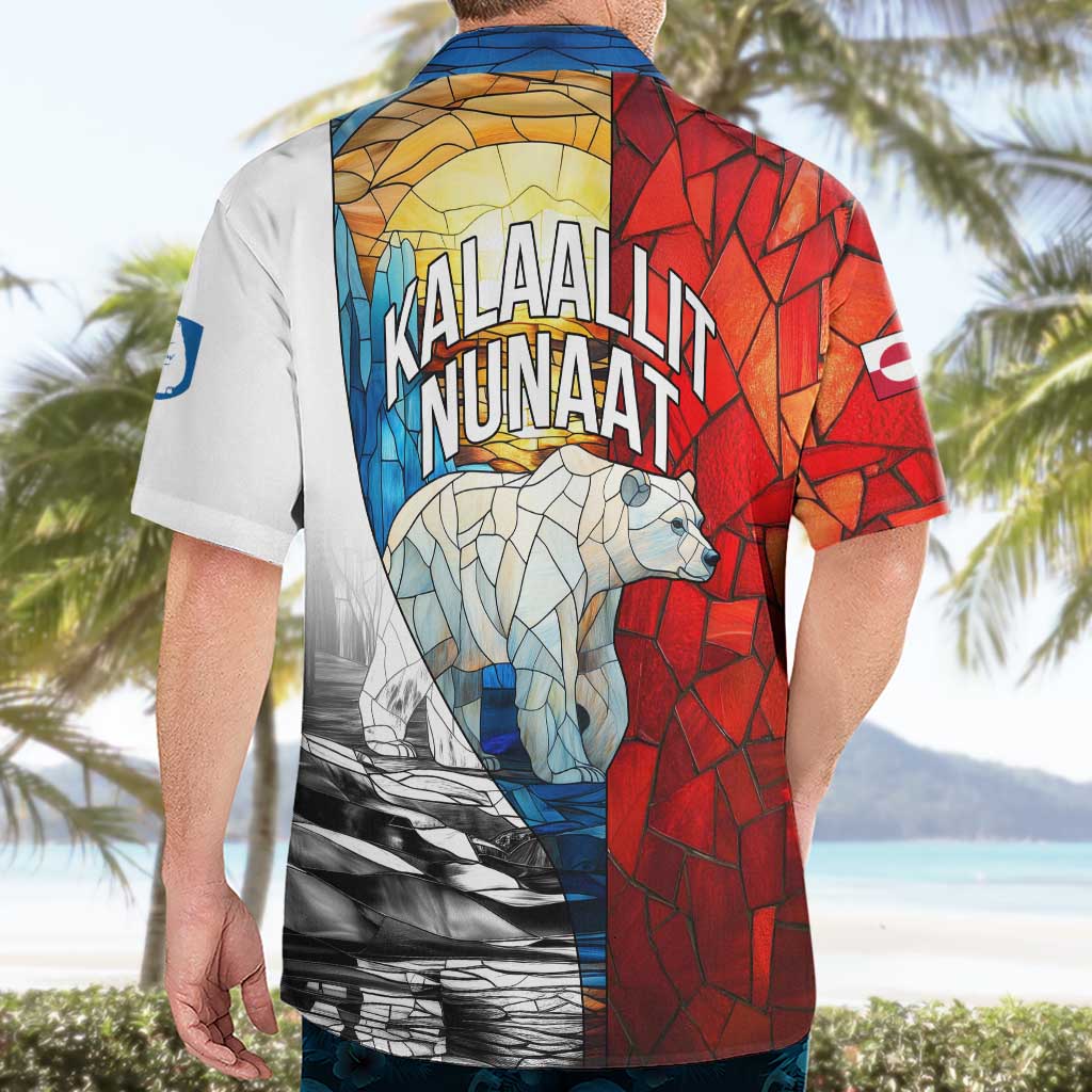 Kalaallit Nunaat Pride Hawaiian Shirt Polar Bear Spirit in Stained Glass Style