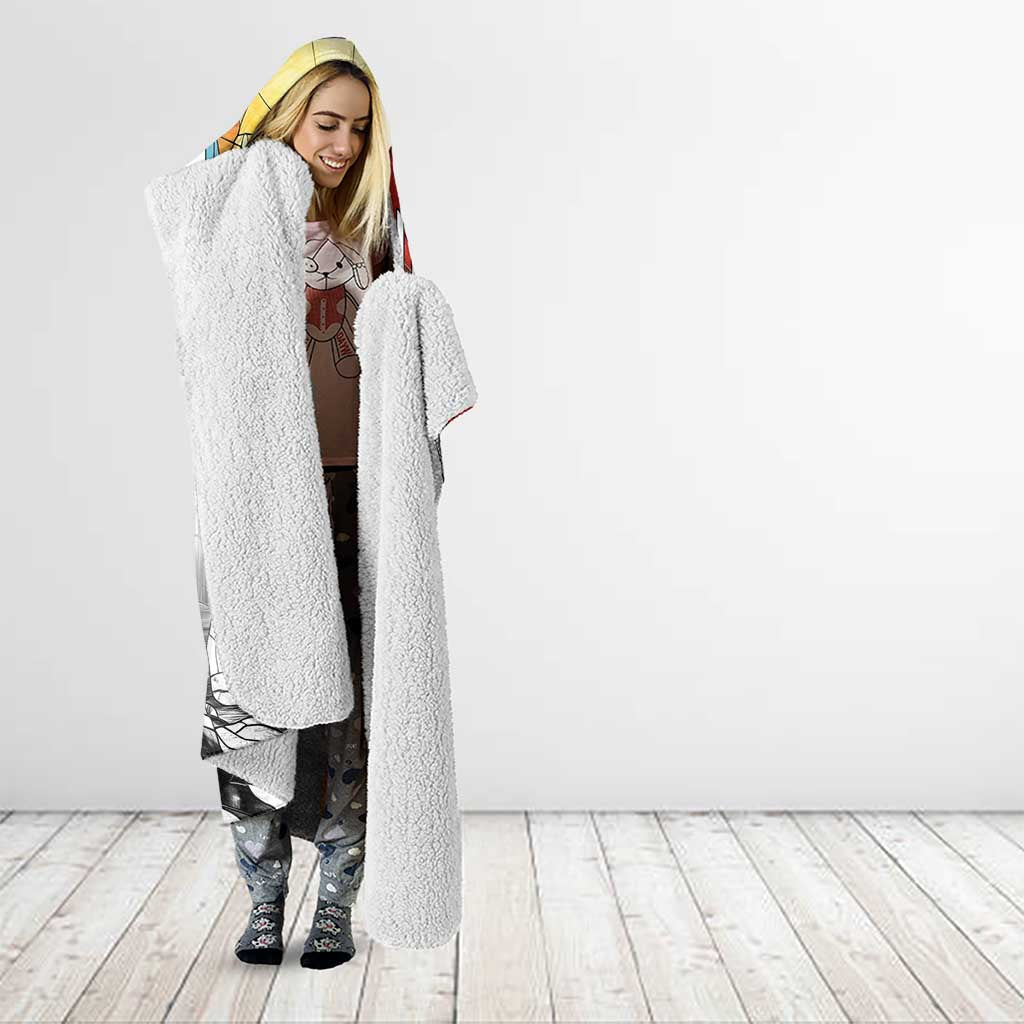 Kalaallit Nunaat Pride Hooded Blanket Polar Bear Spirit in Stained Glass Style