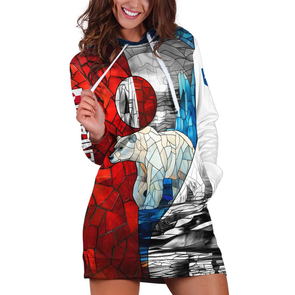 Kalaallit Nunaat Pride Hoodie Dress Polar Bear Spirit in Stained Glass Style