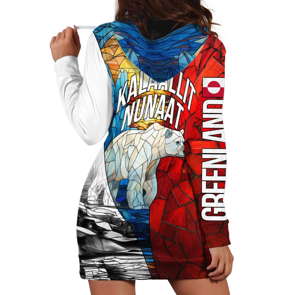 Kalaallit Nunaat Pride Hoodie Dress Polar Bear Spirit in Stained Glass Style