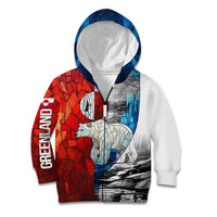 Kalaallit Nunaat Pride Kid Hoodie Polar Bear Spirit in Stained Glass Style