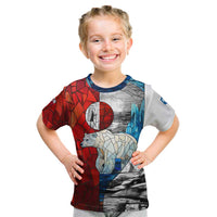 Kalaallit Nunaat Pride Kid T Shirt Polar Bear Spirit in Stained Glass Style