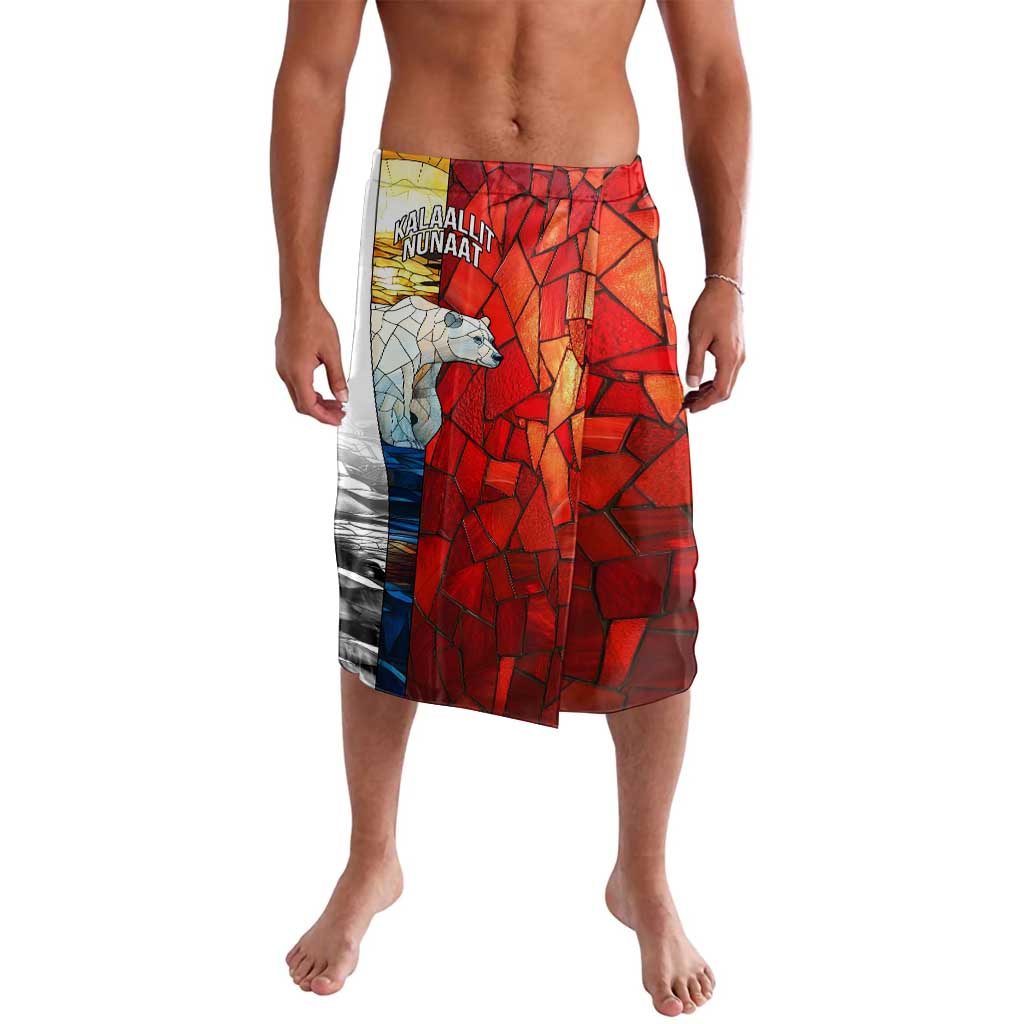 Kalaallit Nunaat Pride Lavalava Polar Bear Spirit in Stained Glass Style