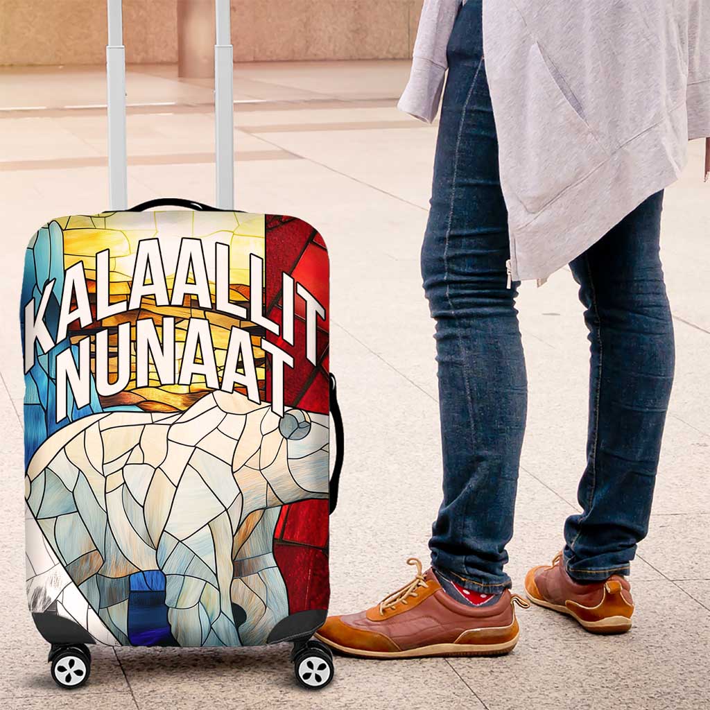 Kalaallit Nunaat Pride Luggage Cover Polar Bear Spirit in Stained Glass Style