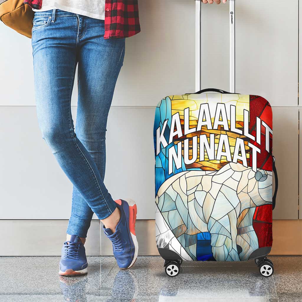 Kalaallit Nunaat Pride Luggage Cover Polar Bear Spirit in Stained Glass Style