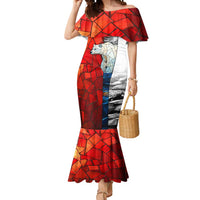 Kalaallit Nunaat Pride Mermaid Dress Polar Bear Spirit in Stained Glass Style