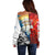 Kalaallit Nunaat Pride Off Shoulder Sweater Polar Bear Spirit in Stained Glass Style