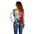 Kalaallit Nunaat Pride Off Shoulder Sweater Polar Bear Spirit in Stained Glass Style