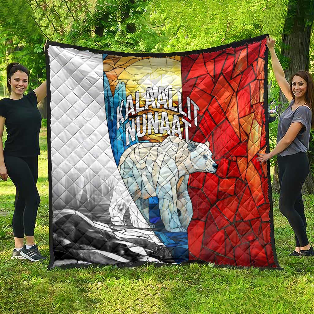 Kalaallit Nunaat Pride Quilt Polar Bear Spirit in Stained Glass Style