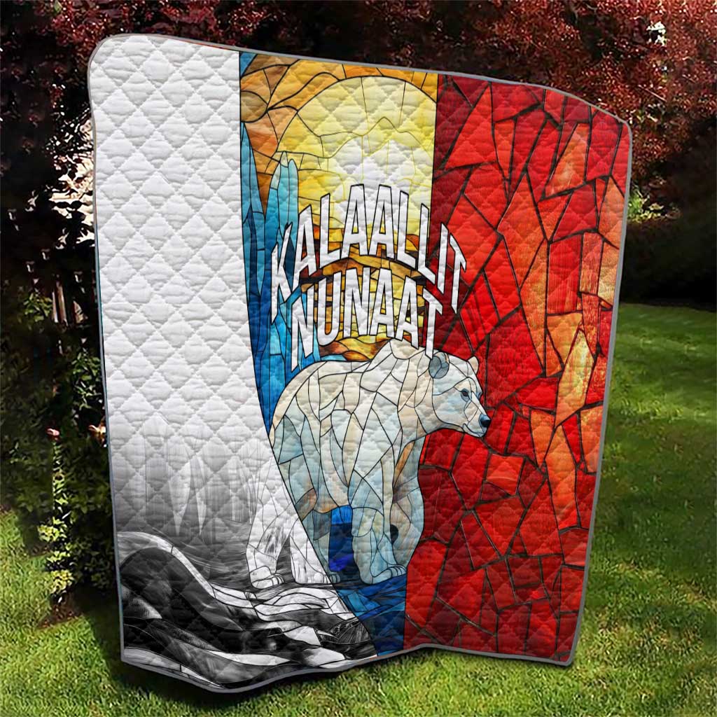 Kalaallit Nunaat Pride Quilt Polar Bear Spirit in Stained Glass Style