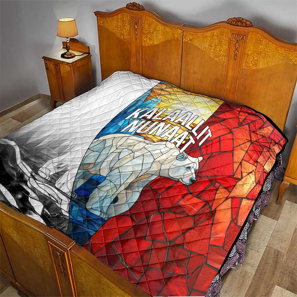 Kalaallit Nunaat Pride Quilt Polar Bear Spirit in Stained Glass Style