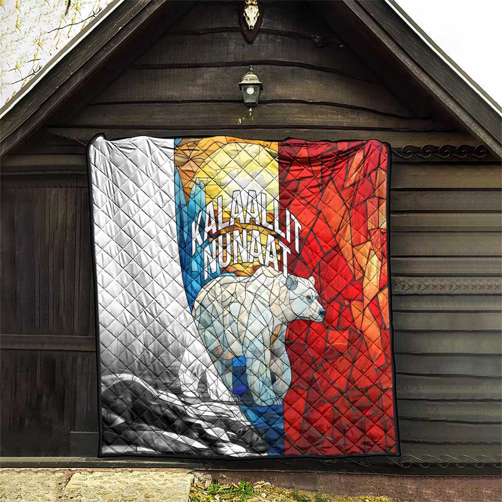 Kalaallit Nunaat Pride Quilt Polar Bear Spirit in Stained Glass Style
