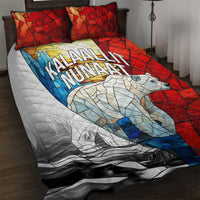 Kalaallit Nunaat Pride Quilt Bed Set Polar Bear Spirit in Stained Glass Style