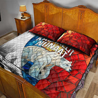 Kalaallit Nunaat Pride Quilt Bed Set Polar Bear Spirit in Stained Glass Style