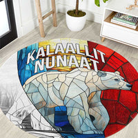 Kalaallit Nunaat Pride Round Carpet Polar Bear Spirit in Stained Glass Style