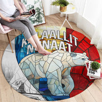 Kalaallit Nunaat Pride Round Carpet Polar Bear Spirit in Stained Glass Style