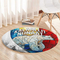 Kalaallit Nunaat Pride Round Carpet Polar Bear Spirit in Stained Glass Style