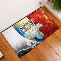 Kalaallit Nunaat Pride Rubber Doormat Polar Bear Spirit in Stained Glass Style