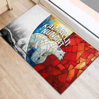 Kalaallit Nunaat Pride Rubber Doormat Polar Bear Spirit in Stained Glass Style