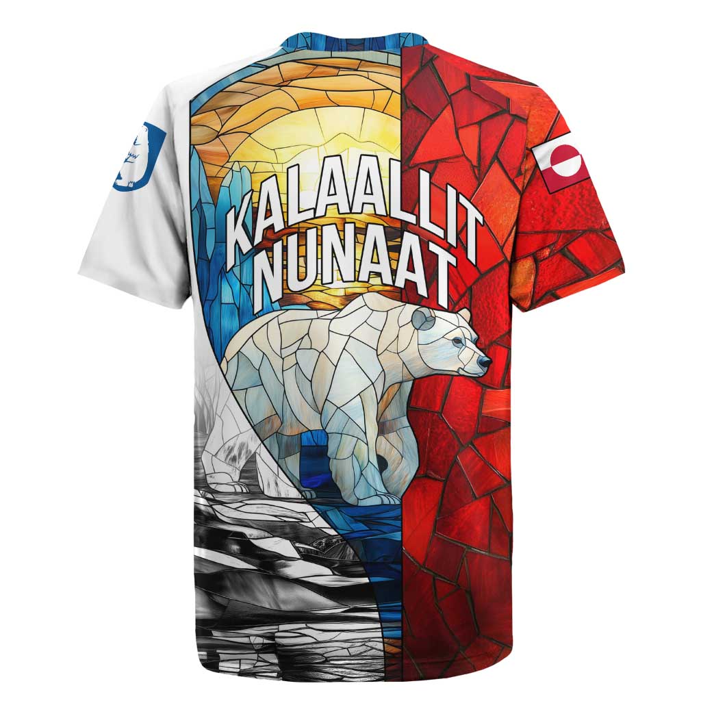 Kalaallit Nunaat Pride Rugby Jersey Polar Bear Spirit in Stained Glass Style
