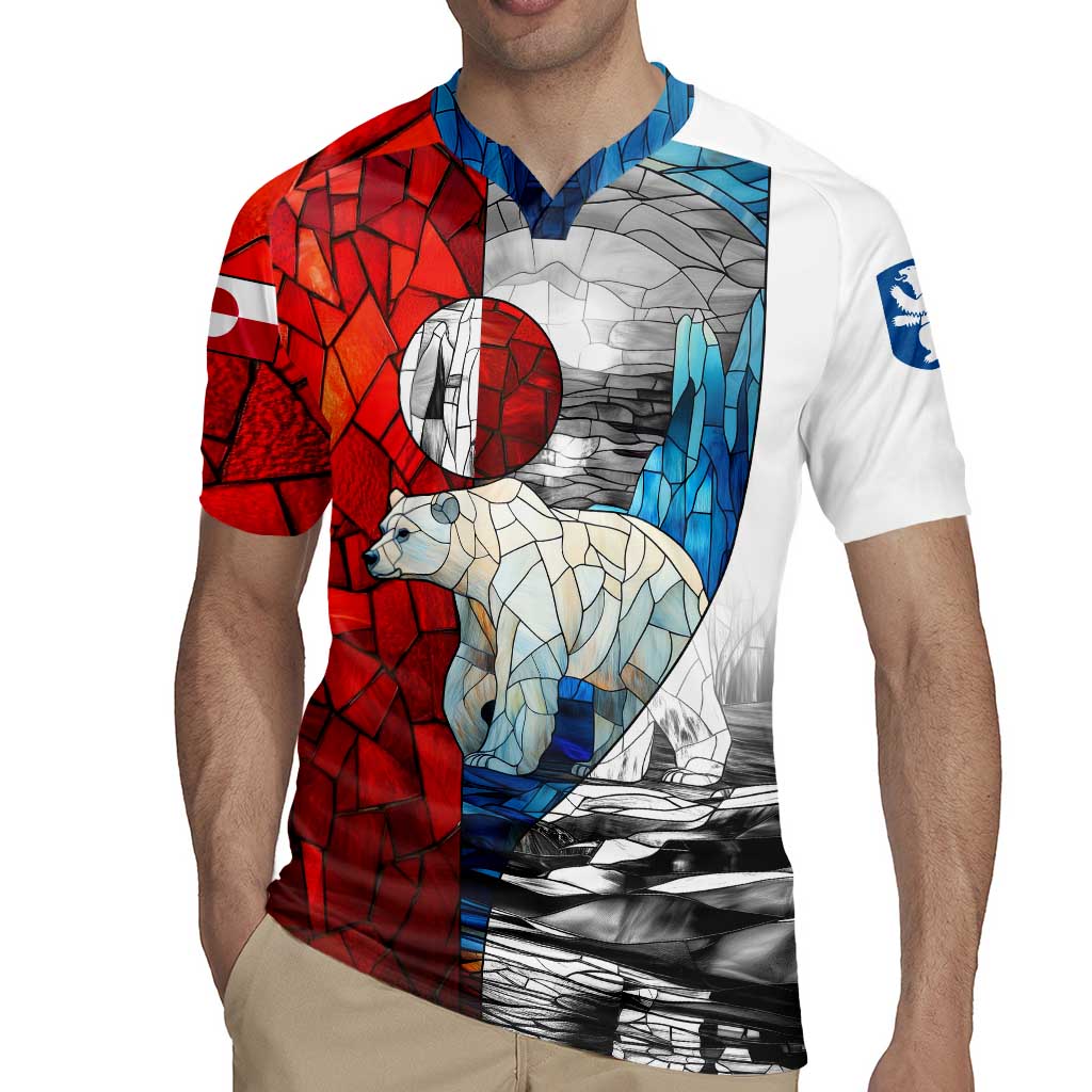 Kalaallit Nunaat Pride Rugby Jersey Polar Bear Spirit in Stained Glass Style