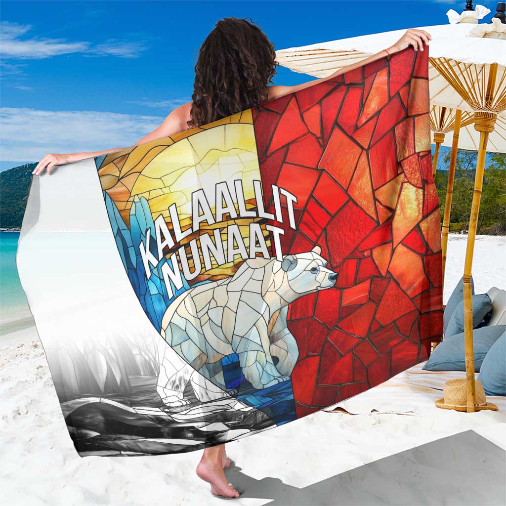 Kalaallit Nunaat Pride Sarong Polar Bear Spirit in Stained Glass Style