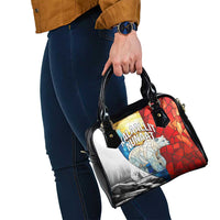 Kalaallit Nunaat Pride Shoulder Handbag Polar Bear Spirit in Stained Glass Style