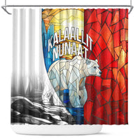 Kalaallit Nunaat Pride Shower Curtain Polar Bear Spirit in Stained Glass Style