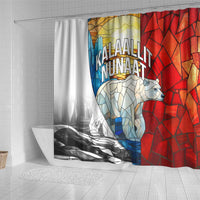 Kalaallit Nunaat Pride Shower Curtain Polar Bear Spirit in Stained Glass Style