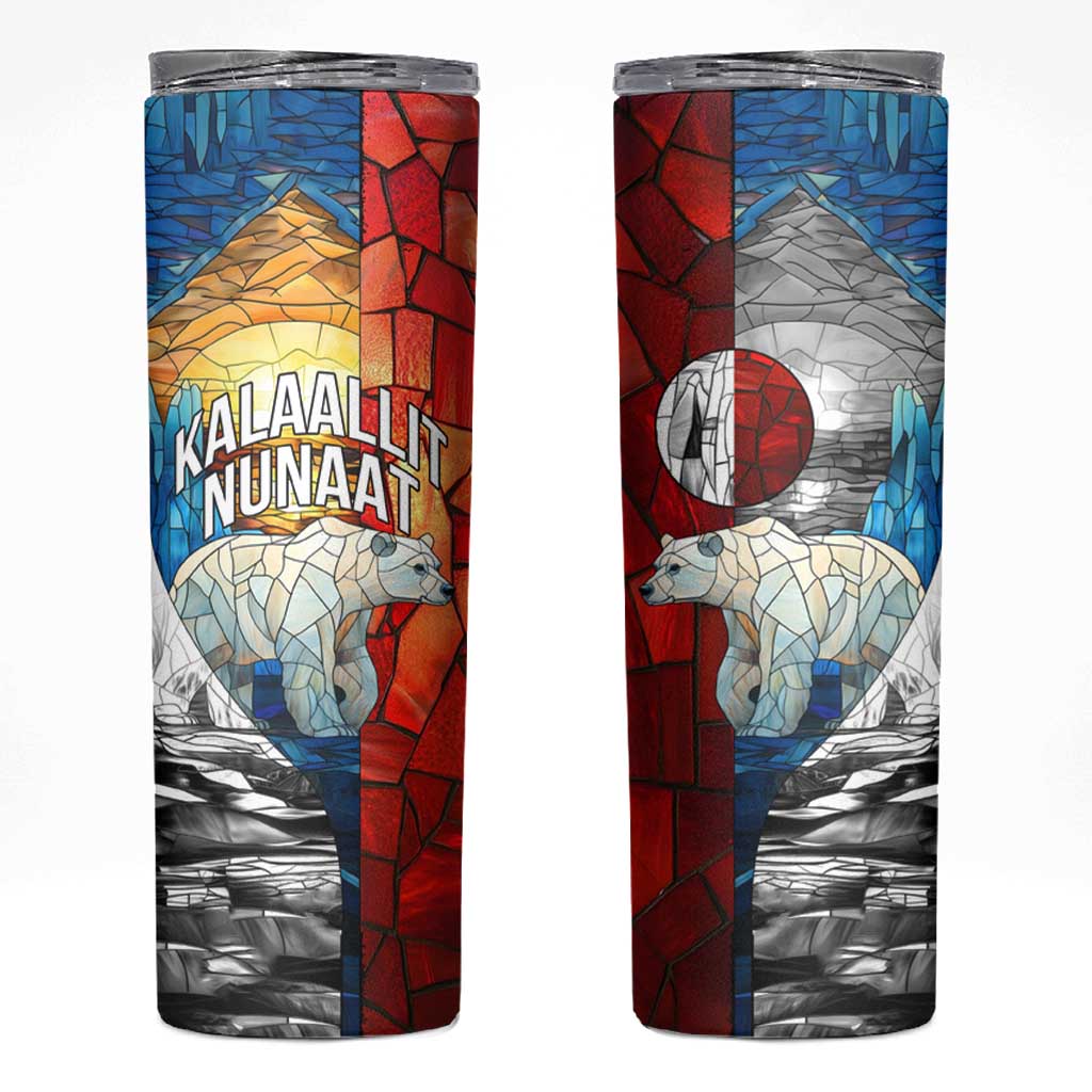 Kalaallit Nunaat Pride Skinny Tumbler Polar Bear Spirit in Stained Glass Style