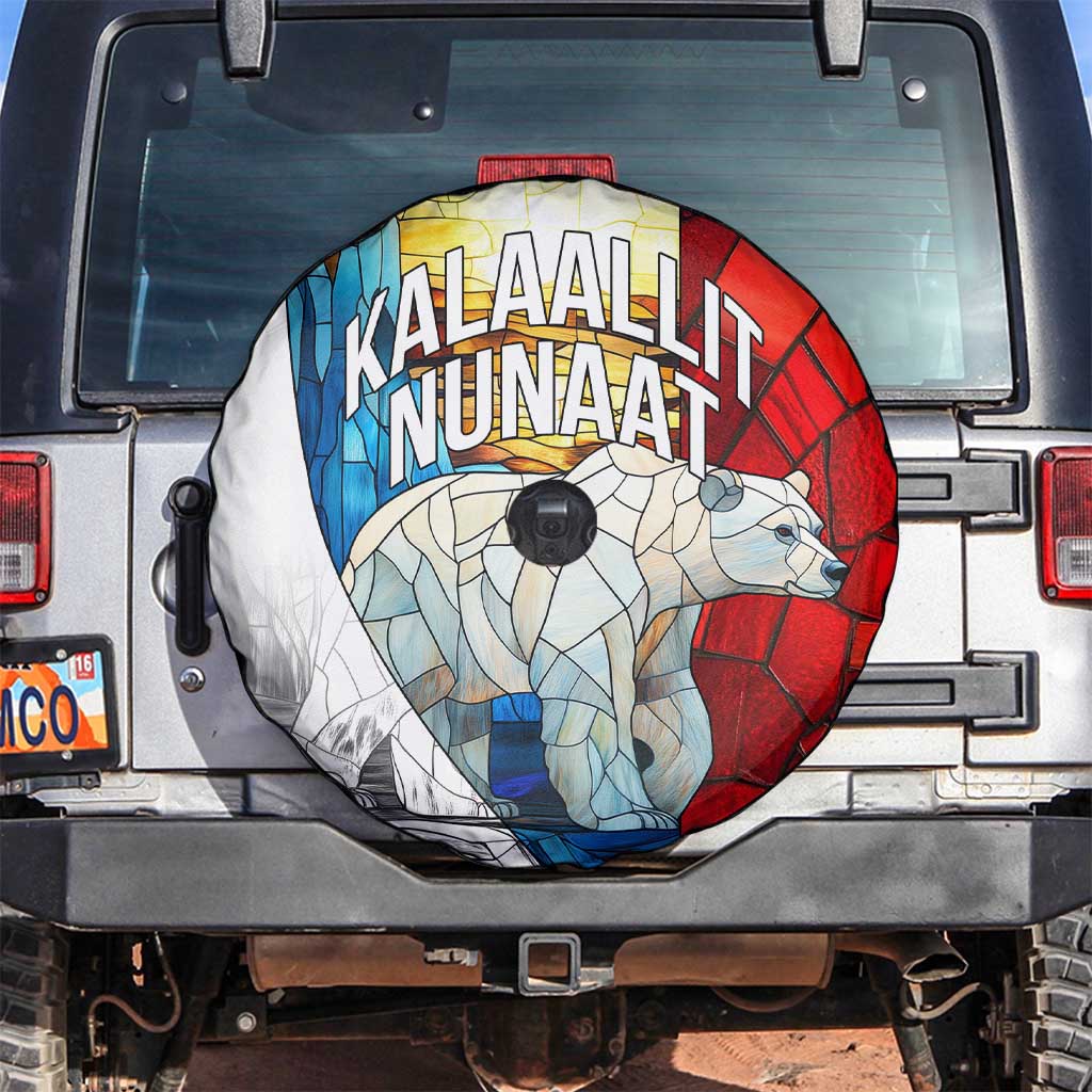 Kalaallit Nunaat Pride Spare Tire Cover Polar Bear Spirit in Stained Glass Style