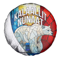 Kalaallit Nunaat Pride Spare Tire Cover Polar Bear Spirit in Stained Glass Style