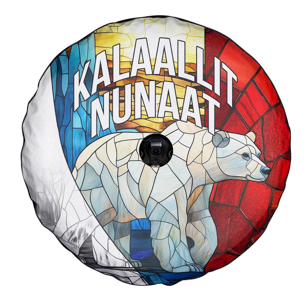 Kalaallit Nunaat Pride Spare Tire Cover Polar Bear Spirit in Stained Glass Style