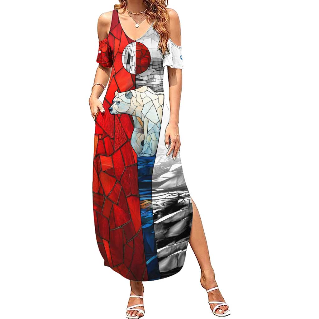 Kalaallit Nunaat Pride Summer Maxi Dress Polar Bear Spirit in Stained Glass Style