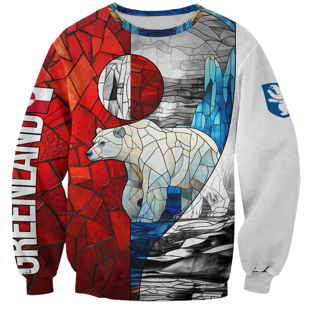 Kalaallit Nunaat Pride Sweatshirt Polar Bear Spirit in Stained Glass Style