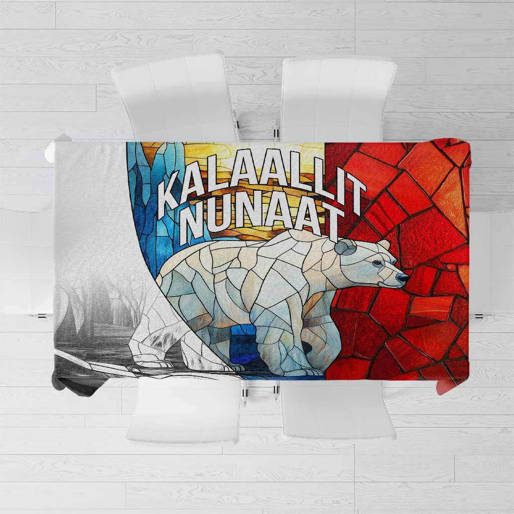 Kalaallit Nunaat Pride Tablecloth Polar Bear Spirit in Stained Glass Style