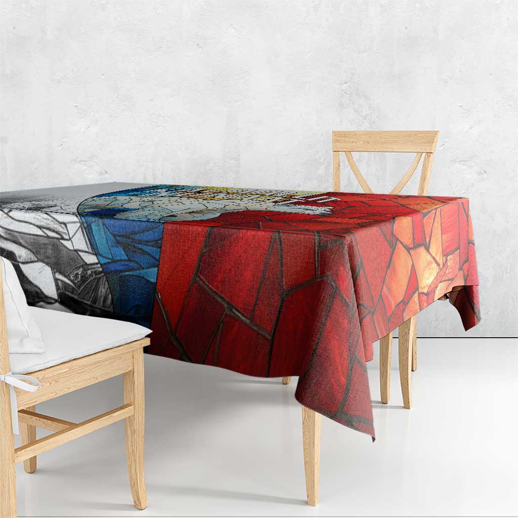 Kalaallit Nunaat Pride Tablecloth Polar Bear Spirit in Stained Glass Style