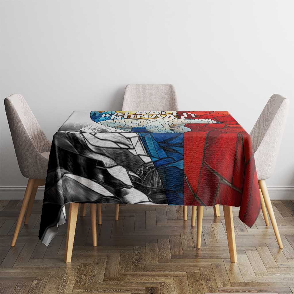 Kalaallit Nunaat Pride Tablecloth Polar Bear Spirit in Stained Glass Style