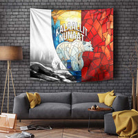 Kalaallit Nunaat Pride Tapestry Polar Bear Spirit in Stained Glass Style