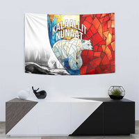 Kalaallit Nunaat Pride Tapestry Polar Bear Spirit in Stained Glass Style