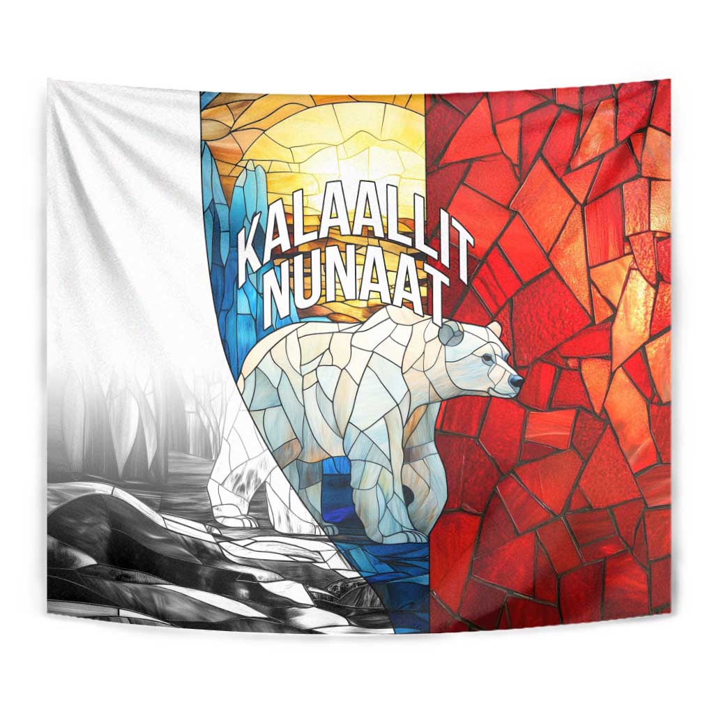 Kalaallit Nunaat Pride Tapestry Polar Bear Spirit in Stained Glass Style