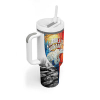 Kalaallit Nunaat Pride Tumbler With Handle Polar Bear Spirit in Stained Glass Style