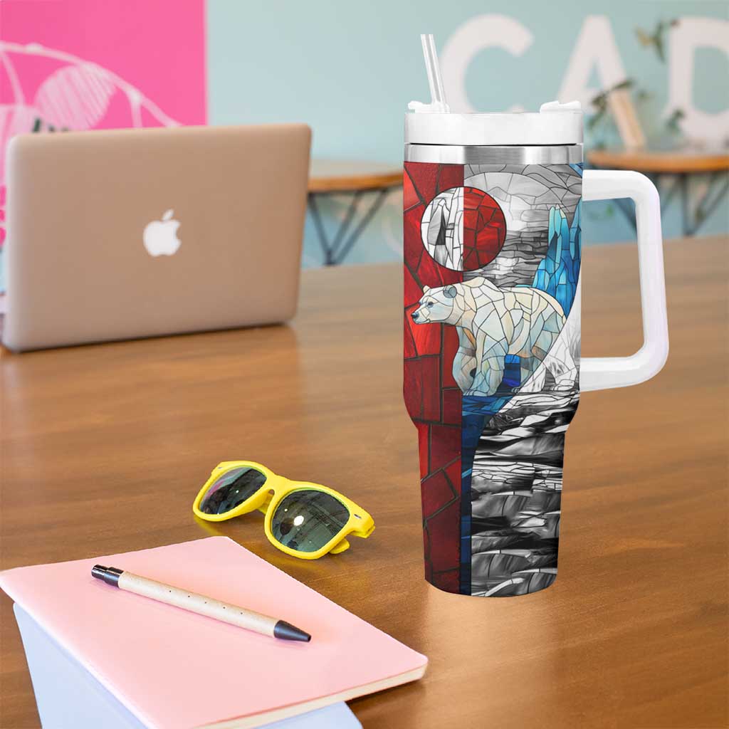Kalaallit Nunaat Pride Tumbler With Handle Polar Bear Spirit in Stained Glass Style