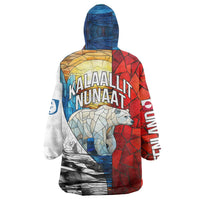 Kalaallit Nunaat Pride Wearable Blanket Hoodie Polar Bear Spirit in Stained Glass Style
