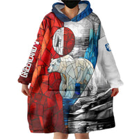 Kalaallit Nunaat Pride Wearable Blanket Hoodie Polar Bear Spirit in Stained Glass Style